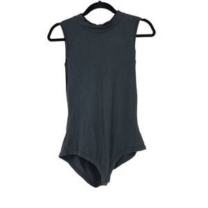 Free People Women's Black Mock Neck Tank Sleeveless Bodysuit Size Small